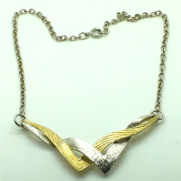 Vintage Michele Lynn Choker Necklace. Silver & Gold Tone. 15 “. 1970’s - Picture 3 of 5